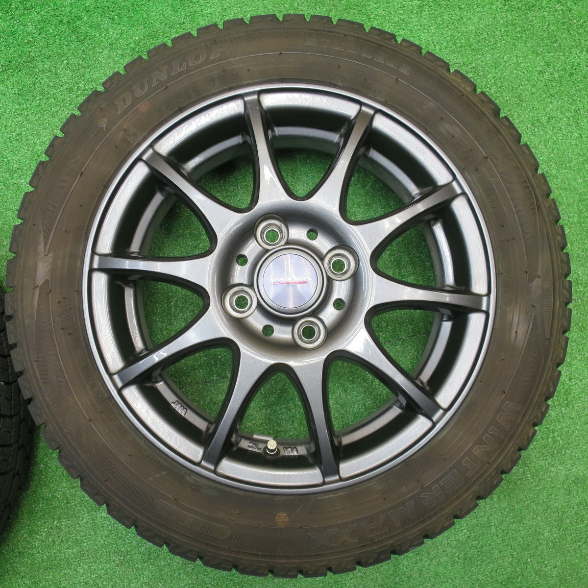 バリ溝！23年！キレイ！9.5分★スタッドレス 155/65R14 ダンロップ ウインターマックス WM02 ヨコハマ アイスガード iG60 VELVA CHARGE ヴェルヴァ 14インチ PCD100/4H★5102104NJス