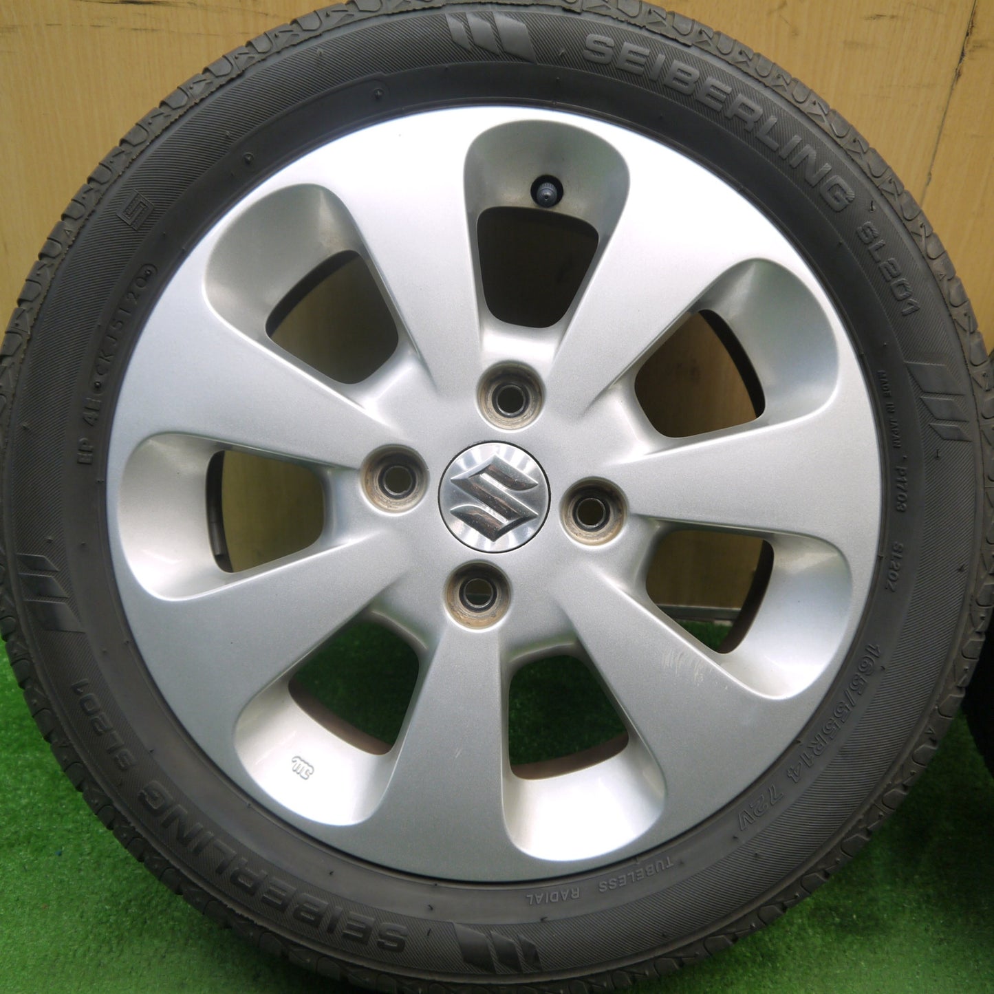 バリ溝！8.5分★スズキ パレット 純正 165/55R14 セイバーリング SL201 14インチ PCD100/4H★5051405Hノ