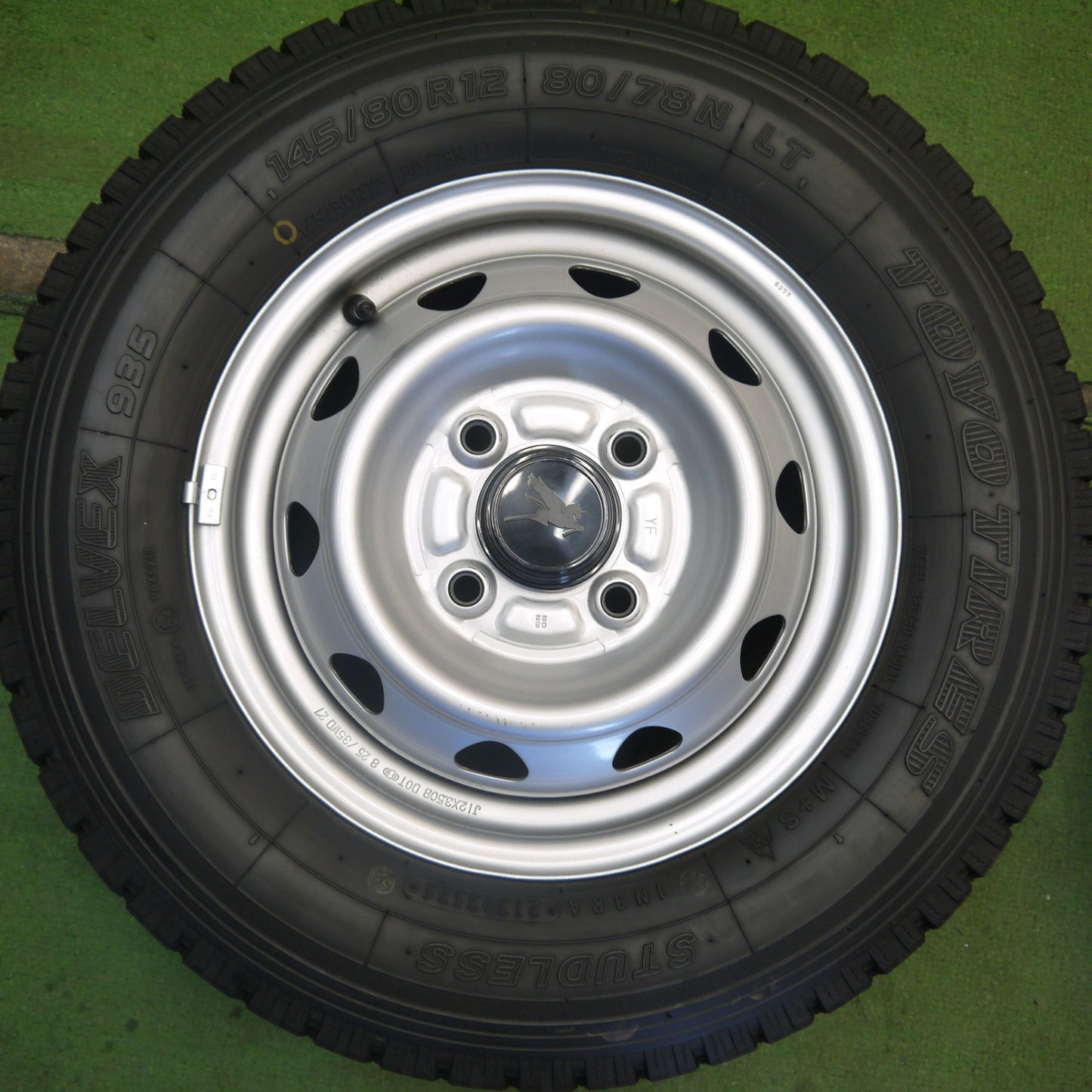 バリ溝！25年！キレイ！9.5分以上◎スタッドレス 145/80R12 80/78N トーヨー デルベックス 935 スチール ホイール 12インチ PCD100/4H◎6071401Hス