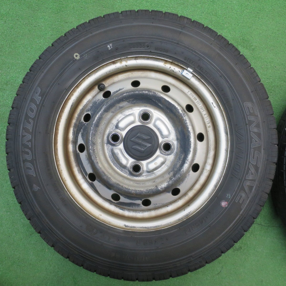 バリ溝！25年！9.5分★スズキ キャリイ エブリイ 等 純正 スチール 145R12 6PR ダンロップ エナセーブ VAN01 12インチ PCD100/4H★6022502NJノ