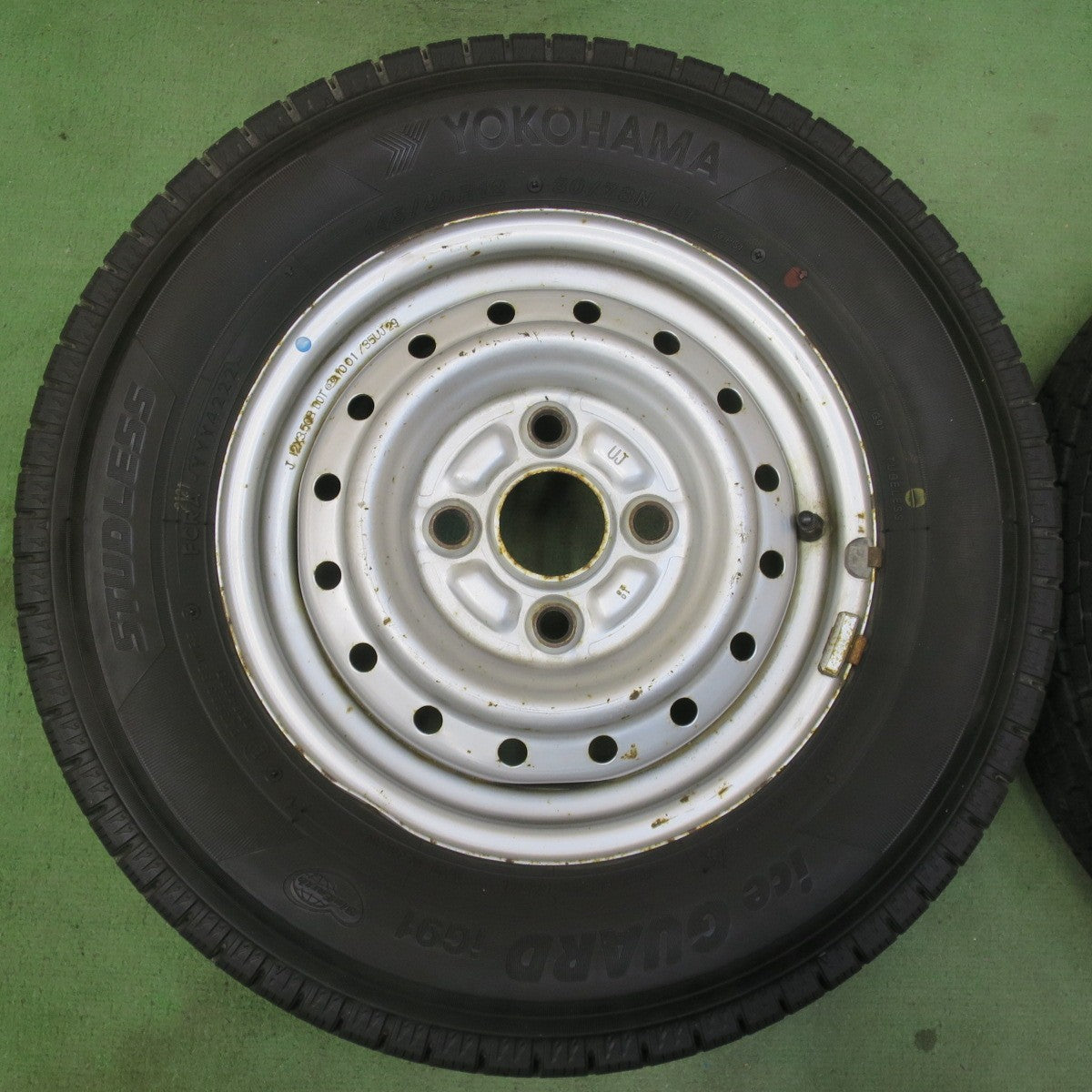 バリ溝！22年！9.5分★スタッドレス 145/80R12 80/78N ヨコハマ アイスガード iG91 スチール ホイール 12インチ PCD100/4H★6042707イス