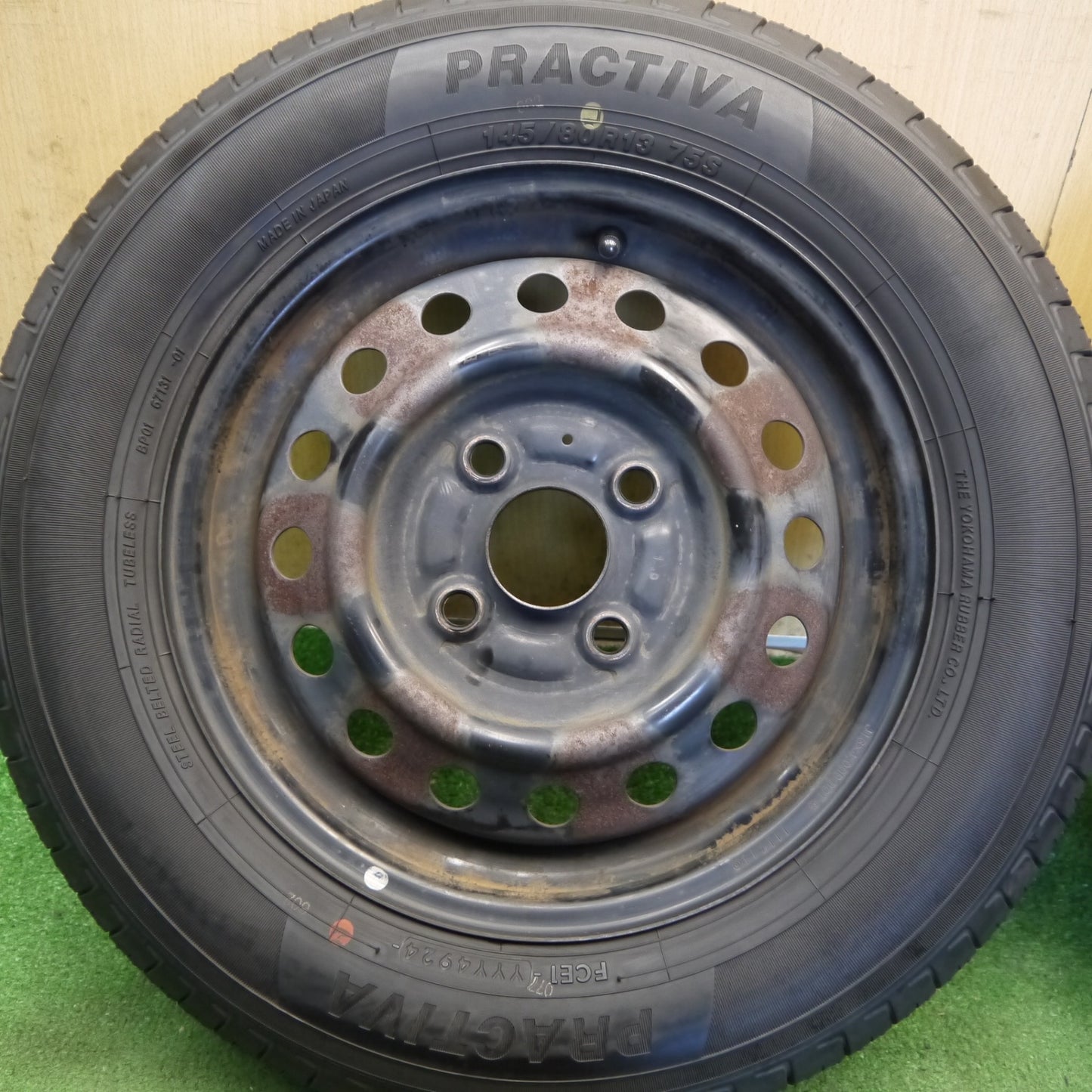 4本価格！24年◎145/80R13 プラクティバ ヨコハマ 製 スチール ホイール 13インチ PCD100/4H◎6080504Hノ
