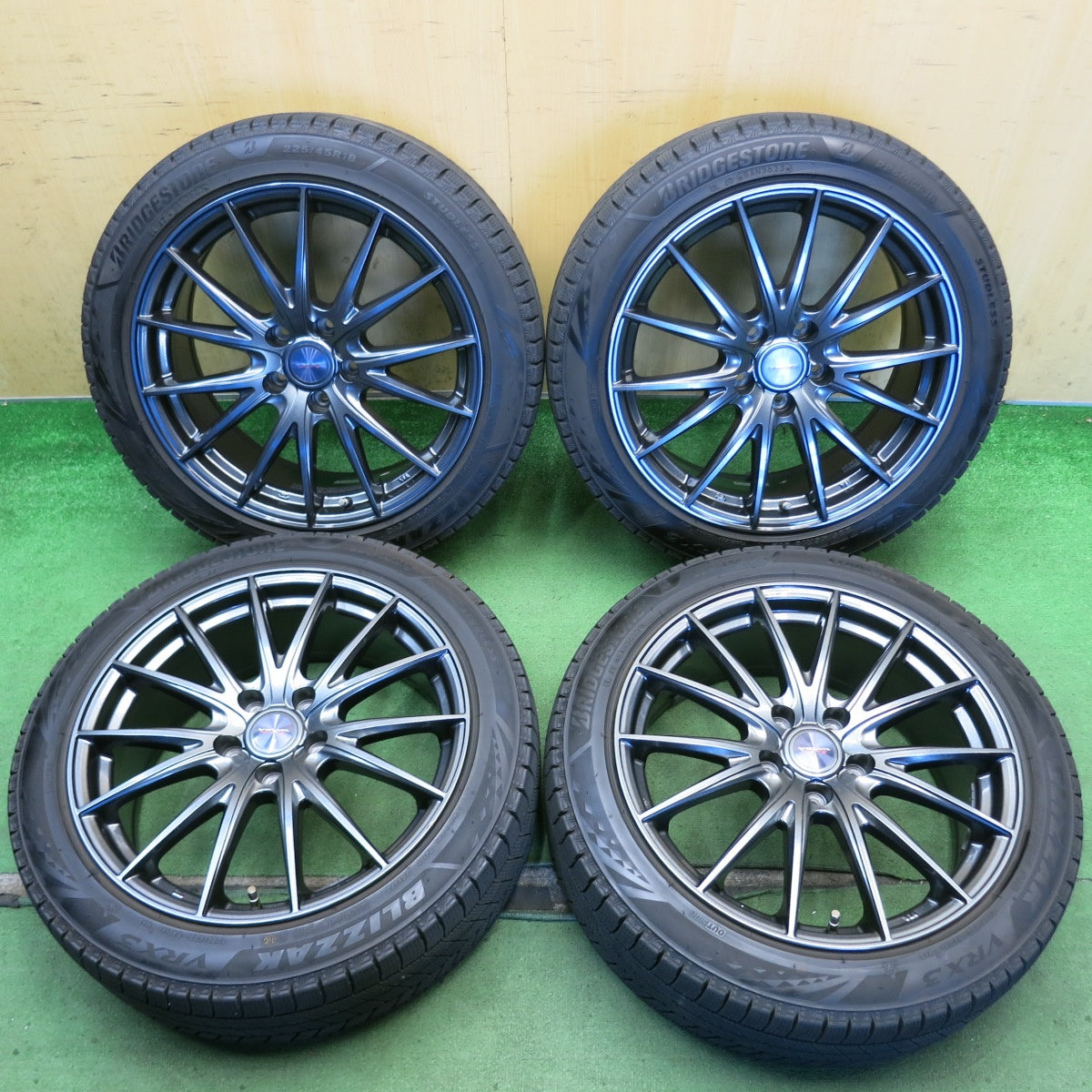 バリ溝！23年！キレイ！9.5分◎スタッドレス 225/45R18 ブリヂストン ブリザック VRX3 VELVA SPORTZ ヴェルヴァ 18インチ PCD114.3/5H◎6081605HAス
