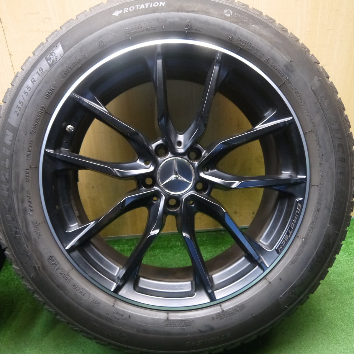 センサー付！バリ溝！キレイ！8.5分◎ベンツ 等 EUROTECH GL-LINE 235/55R19 スタッドレス ミシュラン X-ICE SNOW SUV ユーロテック GLライン 19インチ PCD112/5H◎6091503Hス