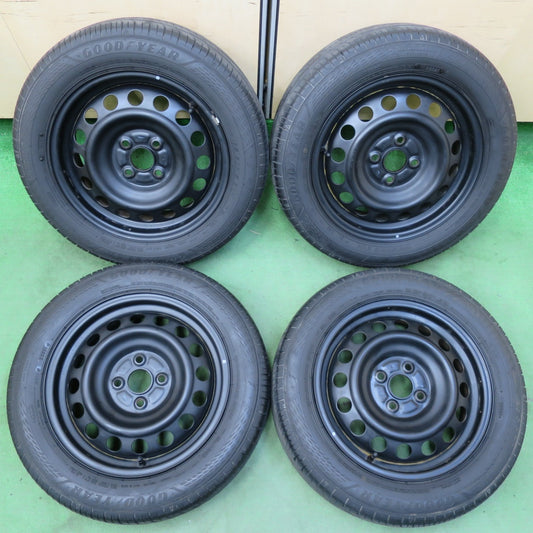 バリ溝！21年！キレイ！9.5分★185/60R15 グッドイヤー EfficientGrip ECO EG02 スチール ホイール 15インチ PCD100/4H★5051006イノ