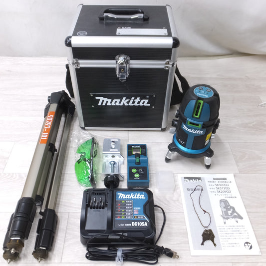 [送料無料] キレイ◆makita マキタ 充電式 屋内・野外兼用 墨出し器 SK209GD 10.8V バッテリー 充電器 LDG-3 受光器 三脚付き◆