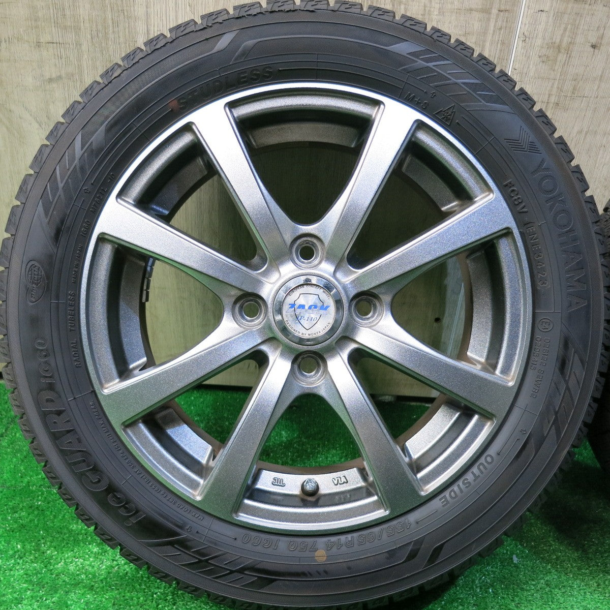 バリ溝！23年！キレイ！9.5分以上★スタッドレス 155/65R14 ヨコハマ アイスガード iG60 ZACK JP-110 MONZA ザック モンツァ 14インチ PCD100/4H★5113016HAス