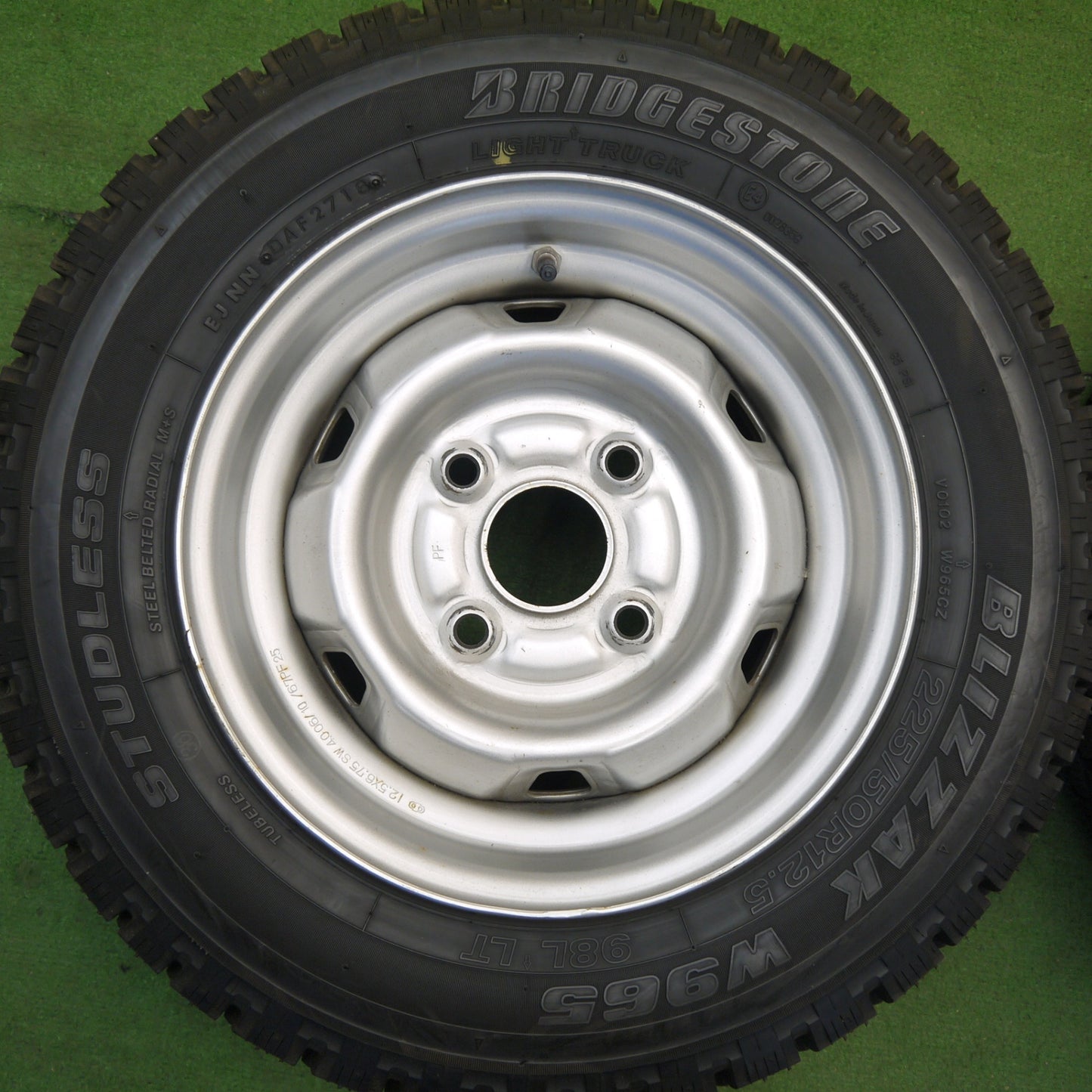 ほぼ未使用★タウンエース 等 225/50R12.5 165R13 スタッドレス ブリヂストン ブリザック W965 VL1 TOPY スチール ホイール 12.5 13 インチ PCD114.3/4H★6041504Hス