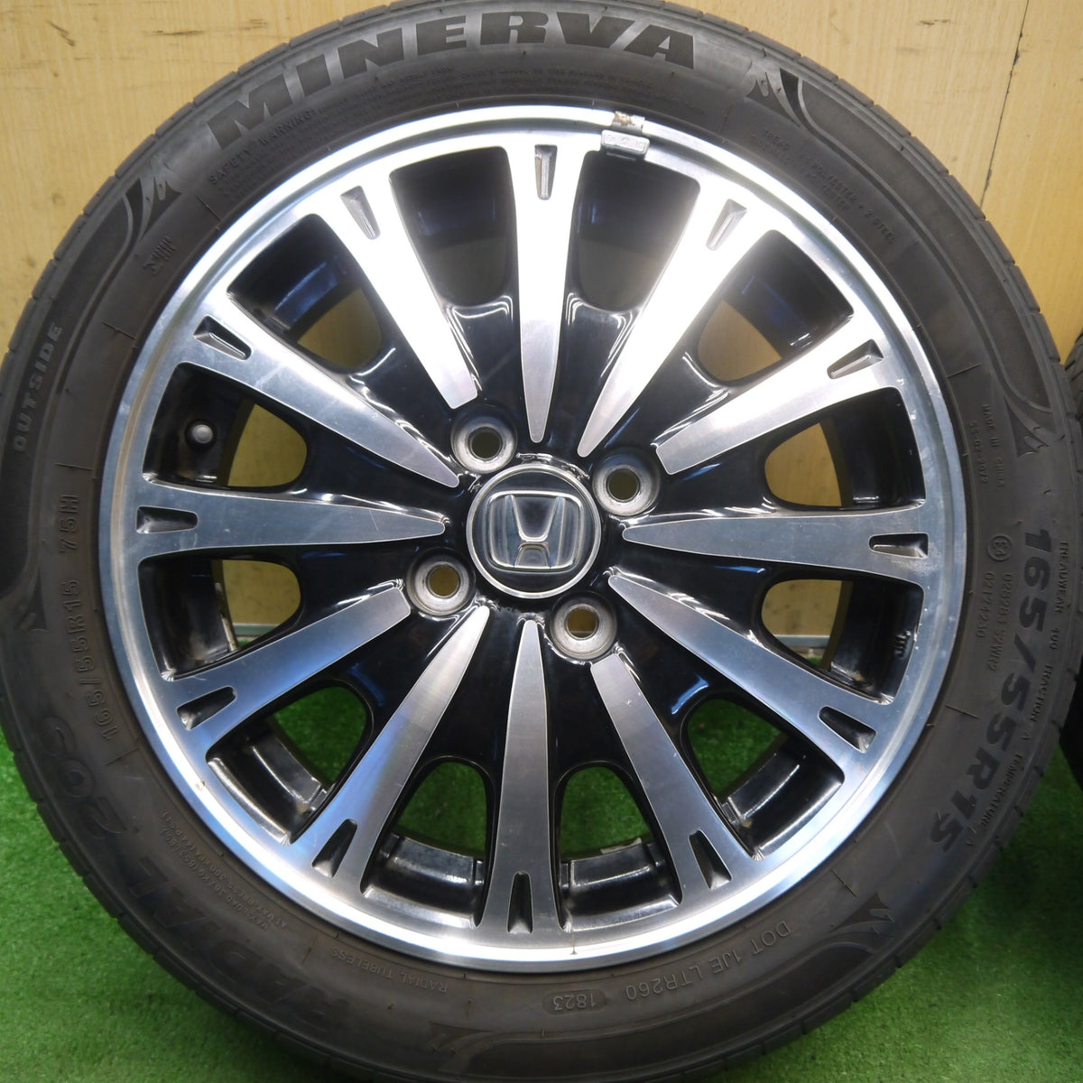 バリ溝！23年！9分◎ホンダ JF1 JF2 N-BOX カスタム 純正 165/55R15 ミネルバ ラジアル 209 15インチ PCD100/4H◎6091107Hノ