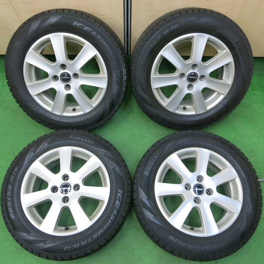 バリ溝！8.5分★プジョー等 BORBET 225/55R16 スタッドレス ピレリ アイスアシンメトリコ ボルベット PCD108/4H★4052810イス