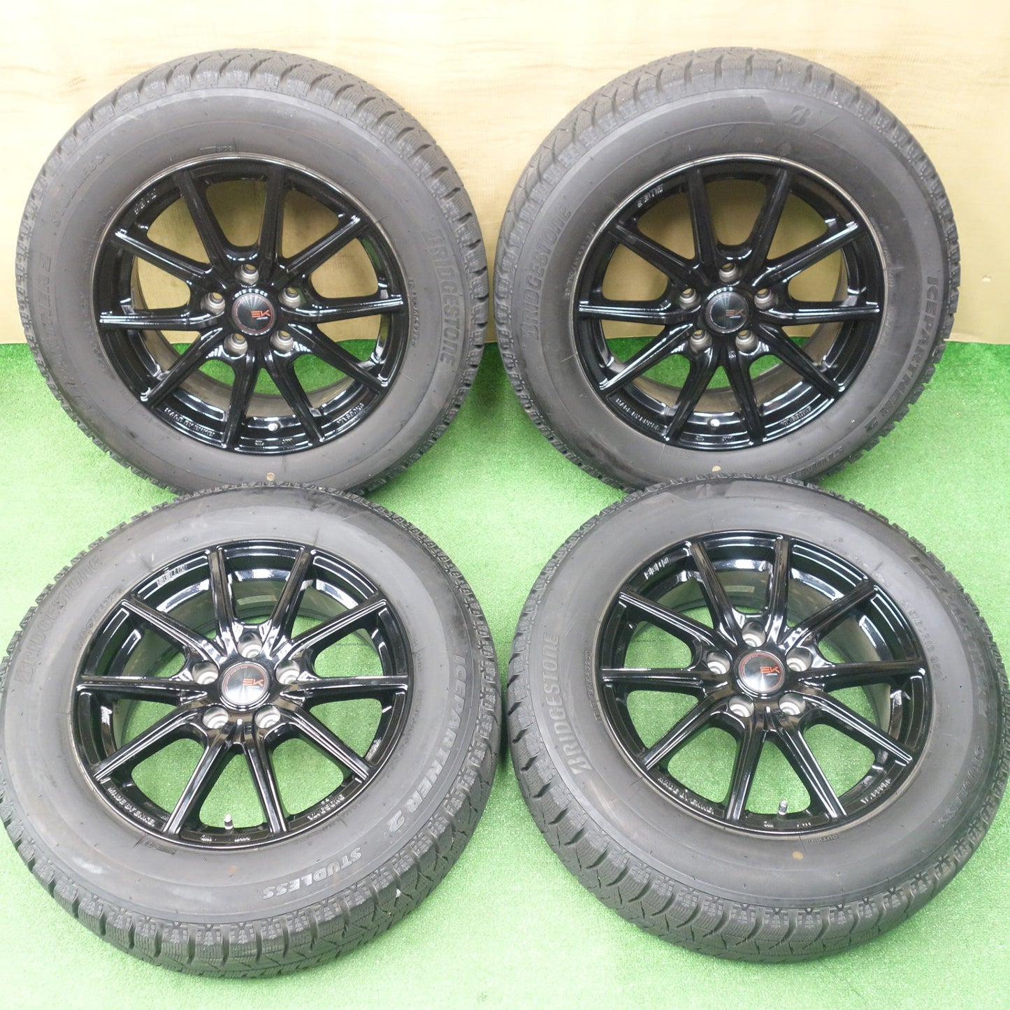 バリ溝！23年！9.5分★スタッドレス 215/60R16 ブリヂストン アイスパートナー2 SEIN-EK AME ENKEI ザイン エンケイ 16インチ PCD114.3/5H★6021401KTス