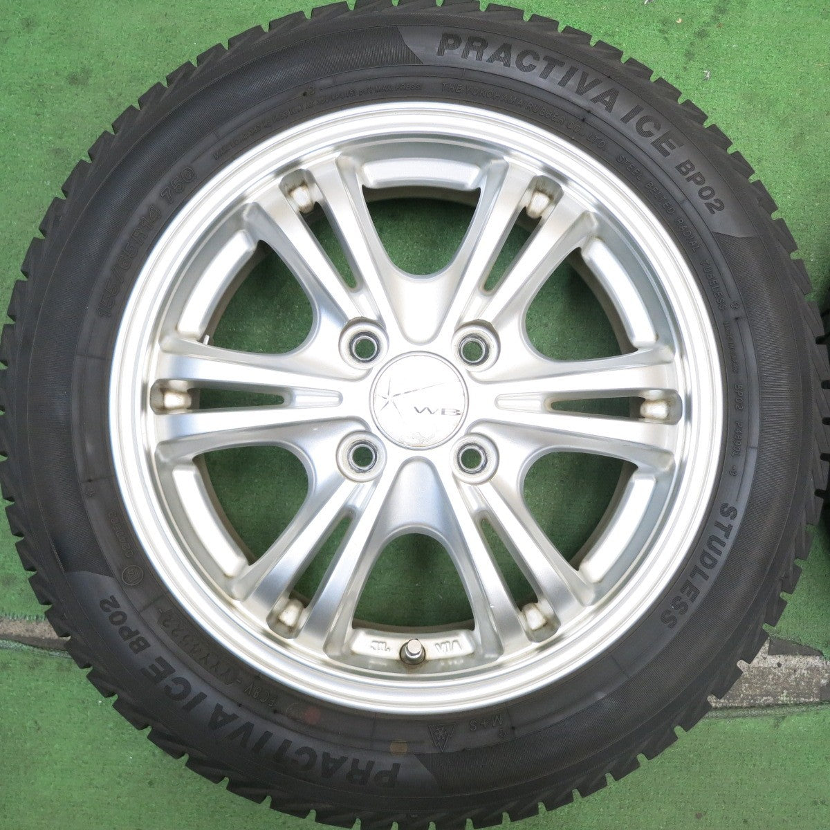 バリ溝！22年！9分★スタッドレス 155/65R14 プラクティバ アイス BP02 ヨコハマ製 WB 社外 アルミ 14インチ PCD100/4H★5081604HAス