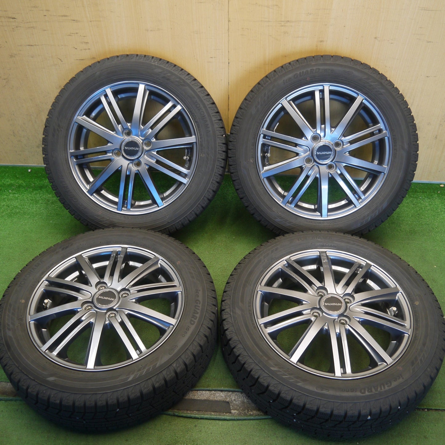 バリ溝！キレイ！8.5分◎スタッドレス 165/65R15 ヨコハマ アイスガード iG60 BALMINUM BR10 バルミナ 15インチ タフト ソリオ 等 PCD100/4H◎6081904Hス