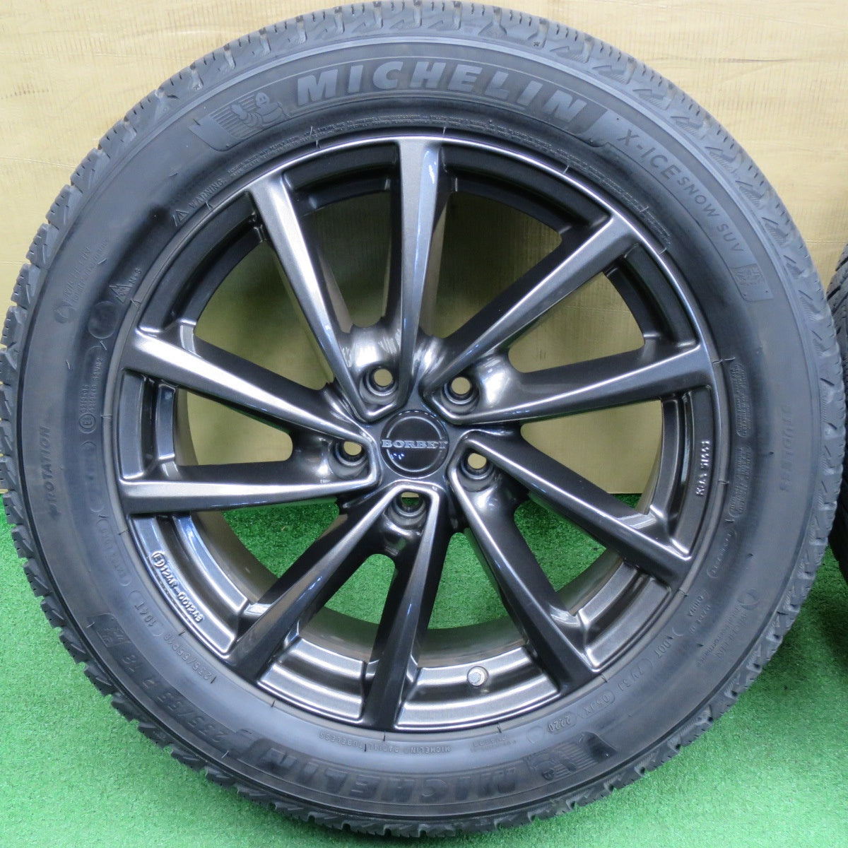 センサー付！バリ溝！キレイ！8.5分★ワーゲン 等 BORBET TypeV 235/55R18 スタッドレス ミシュラン X-ICE SNOW SUV ボルベット タイプV 18インチ PCD112/5H★6030701NKス