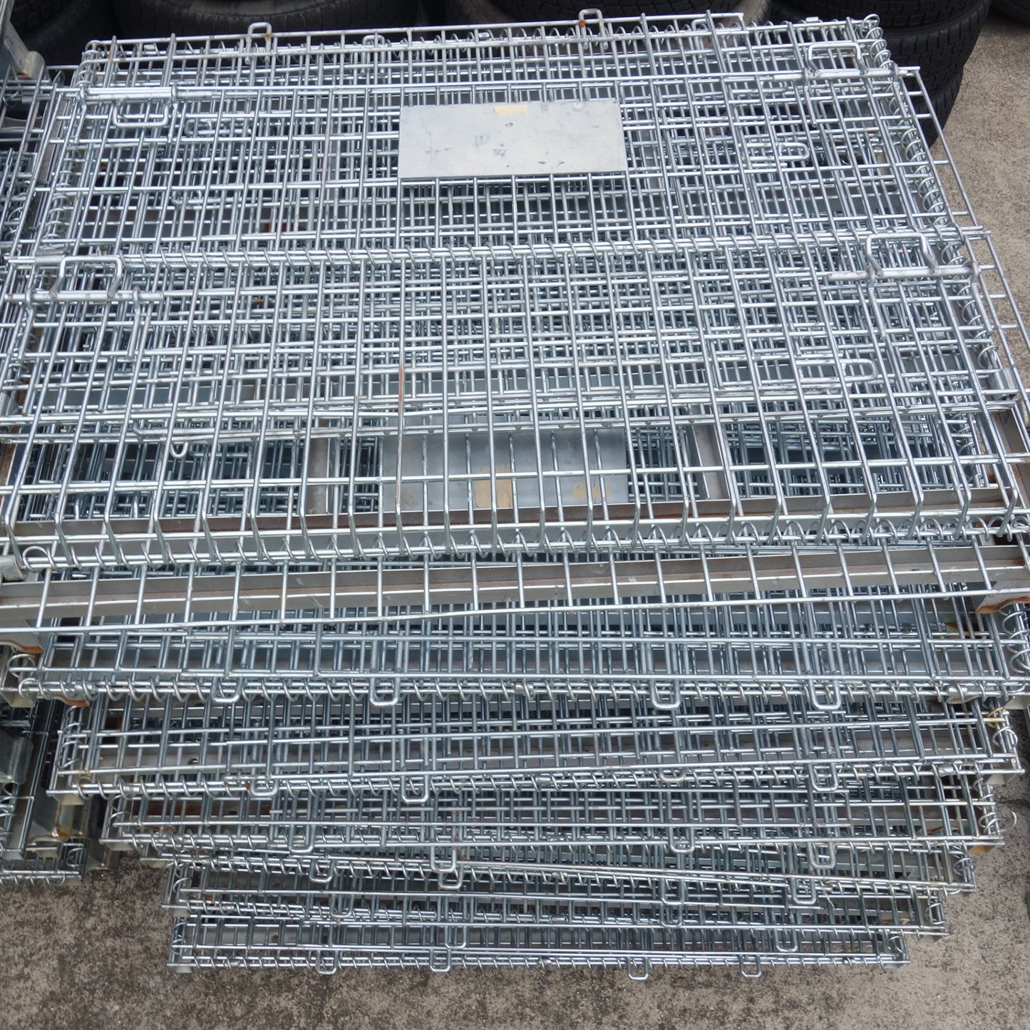 【岐阜発 直接引取限定】3枚まとめ売り☆メッシュ パレット 1200×1000×800 網かご 鉄かご 折り畳み コンテナ パレティーナ☆