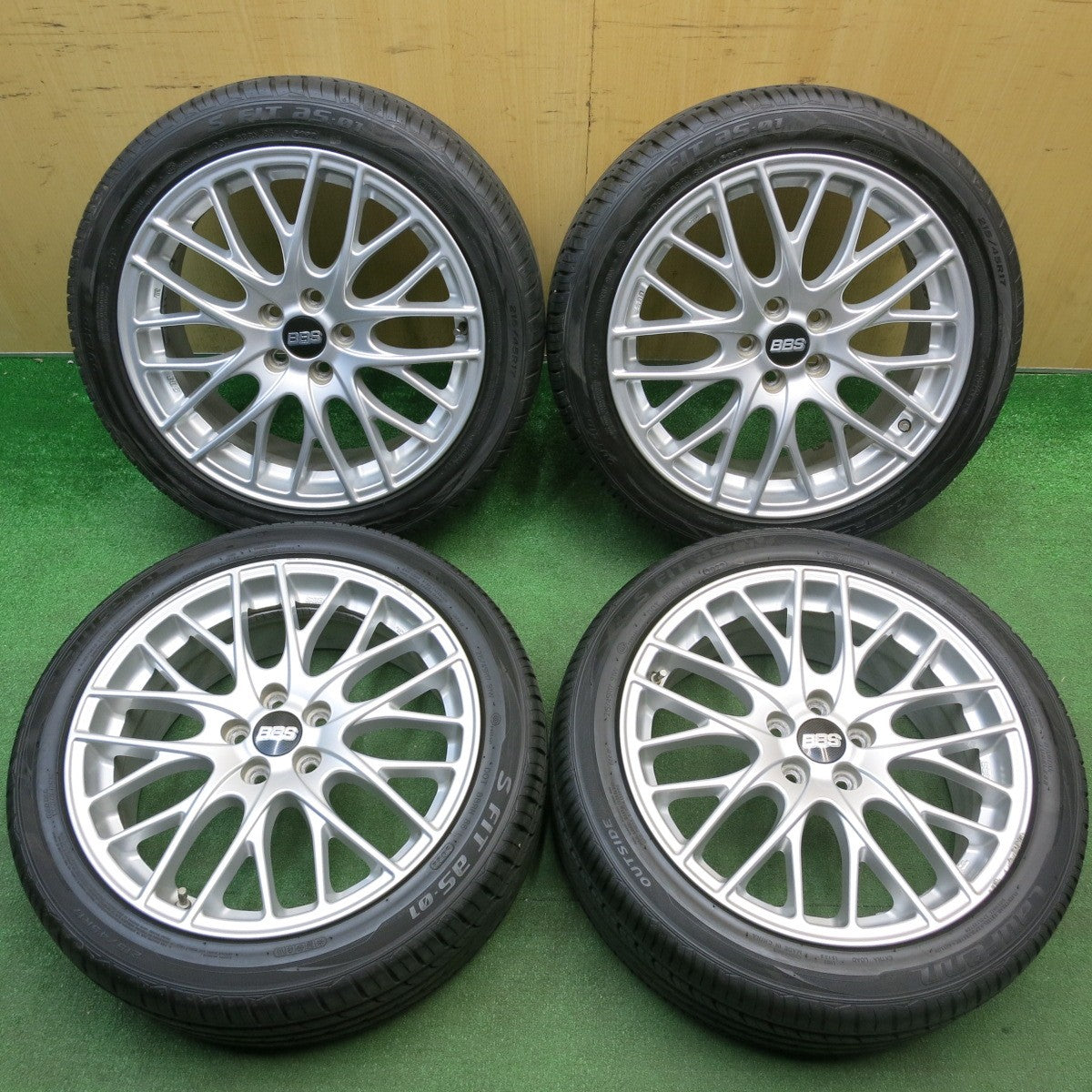 ほぼ未使用！22年！キレイ★プリウス 等 BBS CS022 215/45R17 ラウフェン S FIT as-01 17インチ PCD100/5H★6012901HAノ