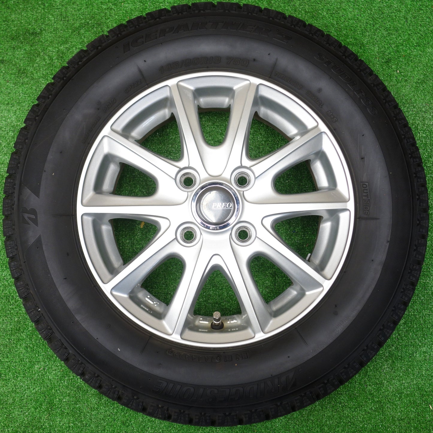 バリ溝！22年！キレイ！8.5分★スタッドレス 145/80R13 ブリヂストン アイスパートナー2 PREO LANX-L5 プレオ 13インチ PCD100/4H★5112802KTス