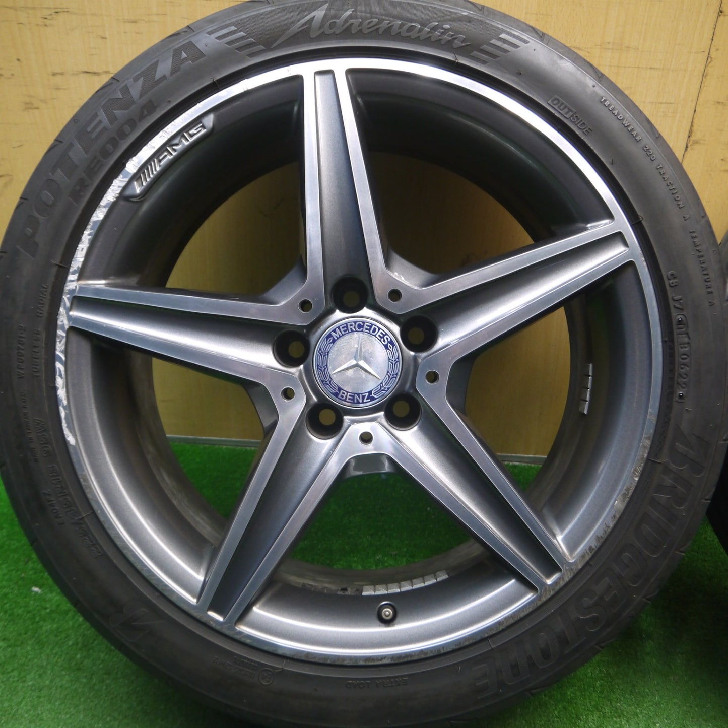 [送料無料] 4本価格！22年★ベンツ Cクラス W205 純正 AMG 225/45R18 245/40R18 ブリヂストン ポテンザ RE004 アドレナリン 18インチ PCD112/5H★5021003Hノ