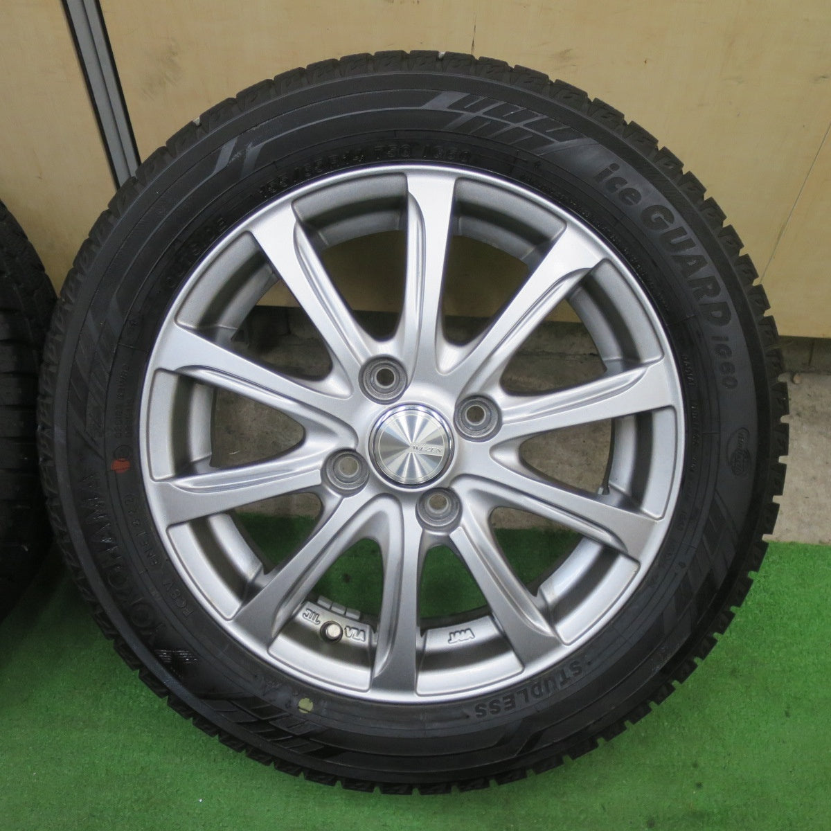 バリ溝！23年！キレイ！9分★スタッドレス 155/65R14 ヨコハマ アイスガード iG60 WEZEN 社外 アルミ 14インチ PCD100/4H★6022703TTス