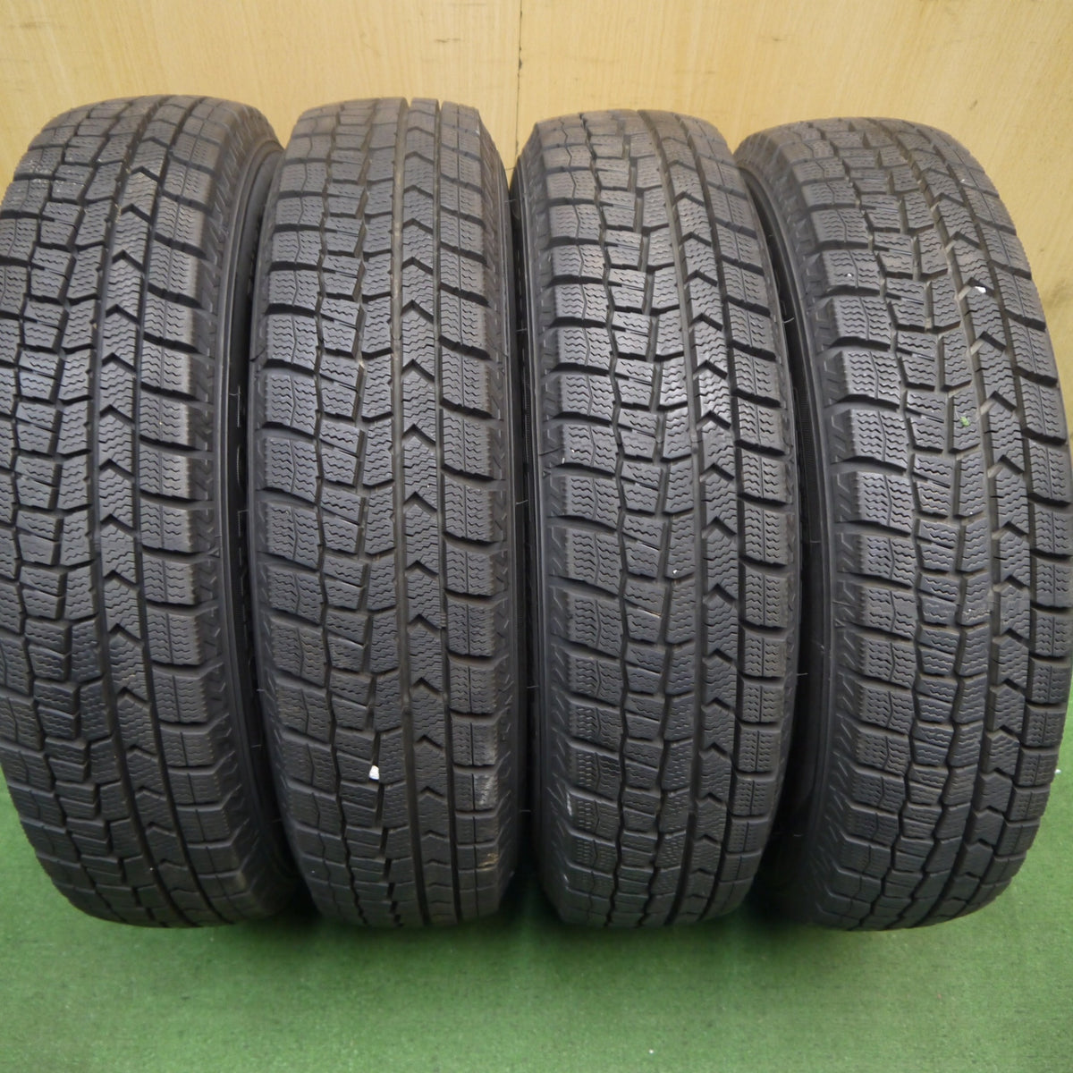 バリ溝！22年！9.5分◎スタッドレス 145/80R13 ダンロップ ウインターマックス WM02 CAV 社外 アルミ 13インチ PCD100/4H◎6091504Hス