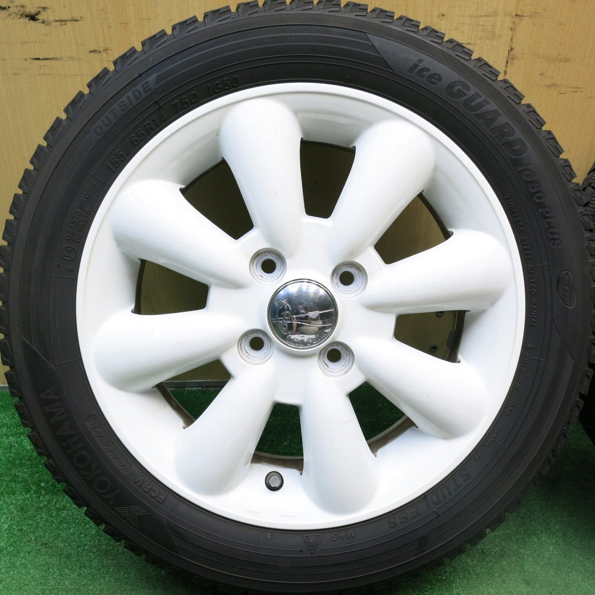 バリ溝！9.5分★スタッドレス 155/65R14 ヨコハマ アイスガード iG50 プラス LaLa Palm KC-8 ララパーム 14インチ PCD100/4H★5070606HAス