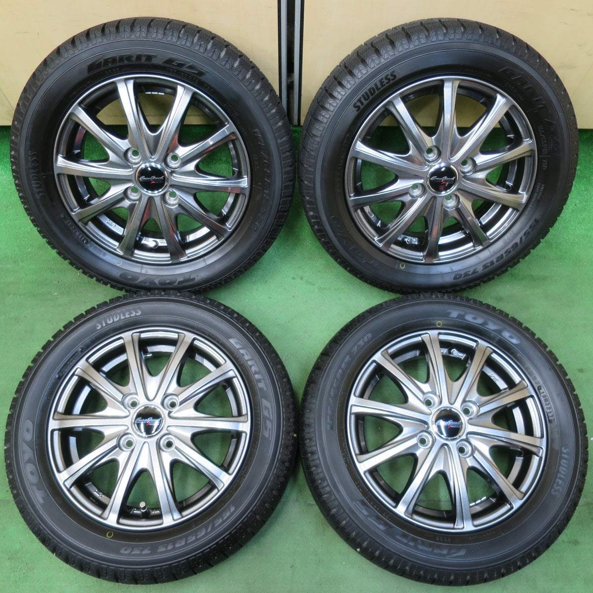 [送料無料] バリ溝！キレイ！ほぼ10分★スタッドレス 155/65R13 トーヨー ガリット G5 EuroSpeed MANARAY SPORT ユーロスピード マナレイ 13インチ PCD100/4H★5021713イス
