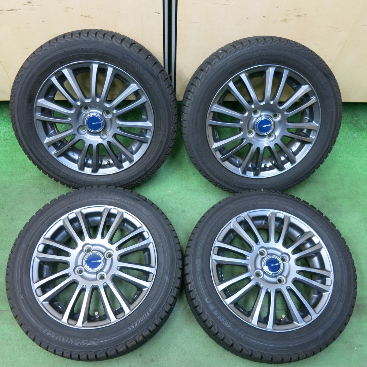 バリ溝！21年！キレイ！9.5分以上★スタッドレス 155/65R14 ヨコハマ アイスガード iG52C ABATIS アバティス 14インチ PCD100/4H★5070417SYス