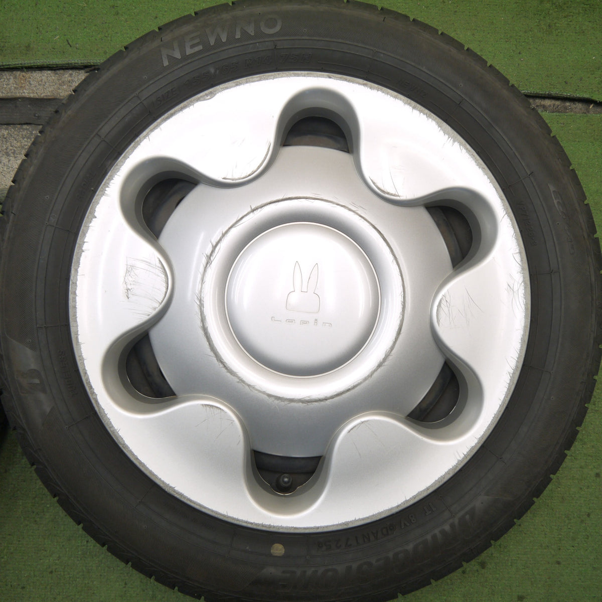 バリ溝！25年！9分◎スズキ HE33S アルト ラパン 純正 スチール 155/65R14 ブリヂストン NEWNO ニューノ 14インチ PCD100/4H◎6090401Hノ