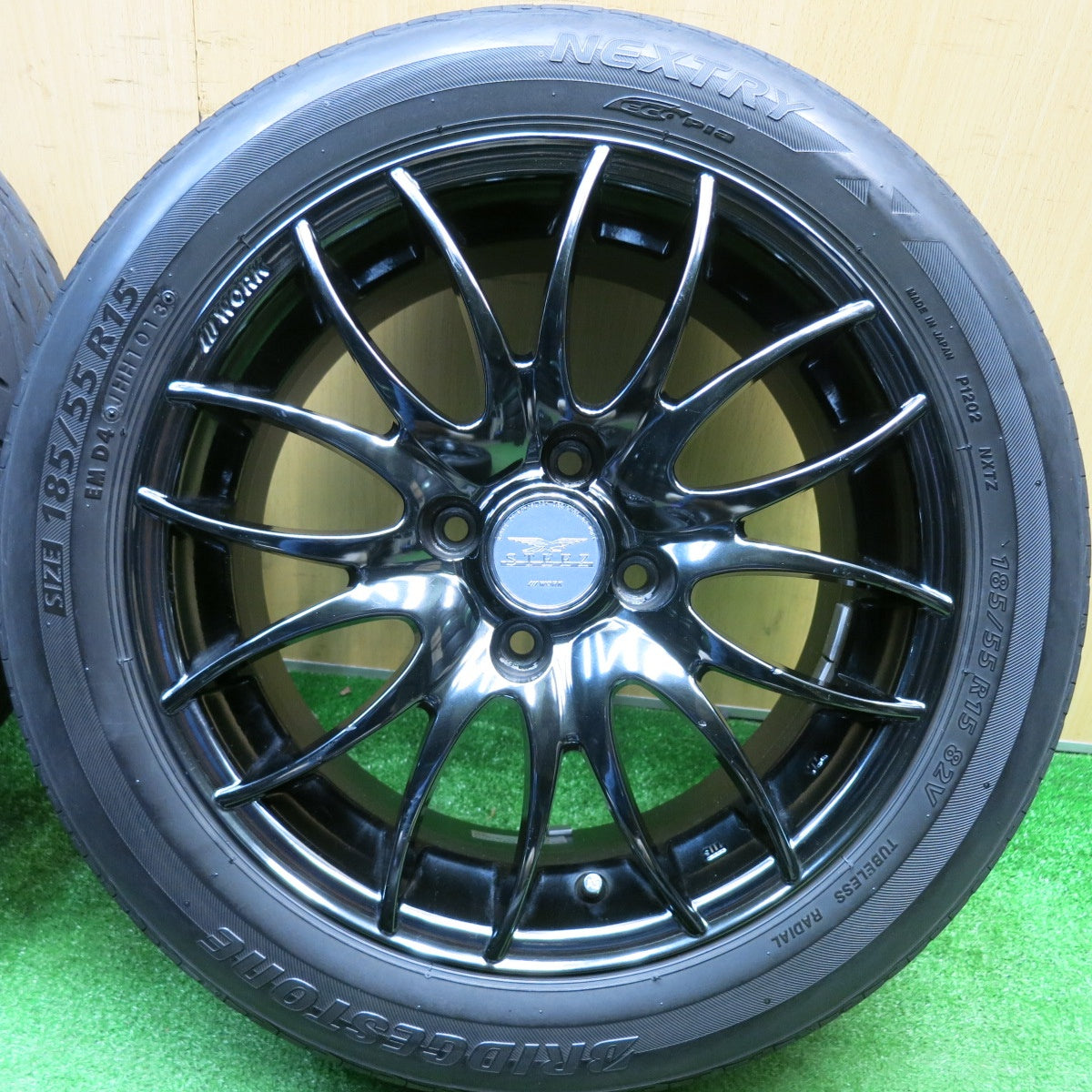 4本価格★WORK STEEZ NICROSS 185/55R15 ブリヂストン ネクストリー エコピア 15インチ ワーク スティーズ ニクロス 15インチ PCD100/4H★6010206HAノ