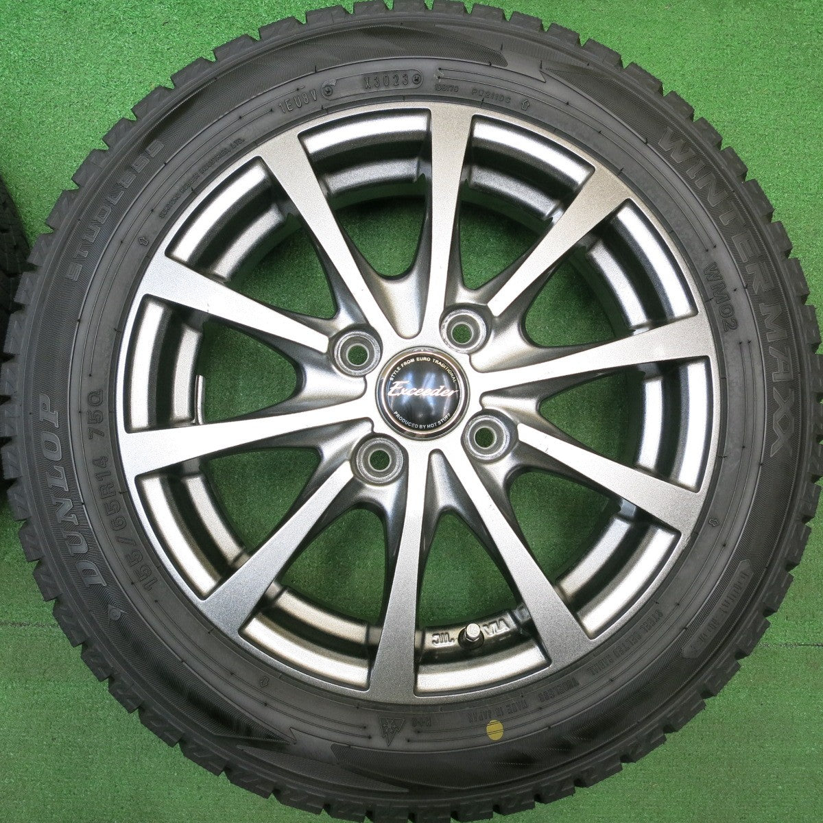 バリ溝！23年！ほぼ10分★スタッドレス 155/65R14 ダンロップ ウインターマックス WM02 Exceeder エクシーダー 14インチ PCD100/4H★6010302HAス