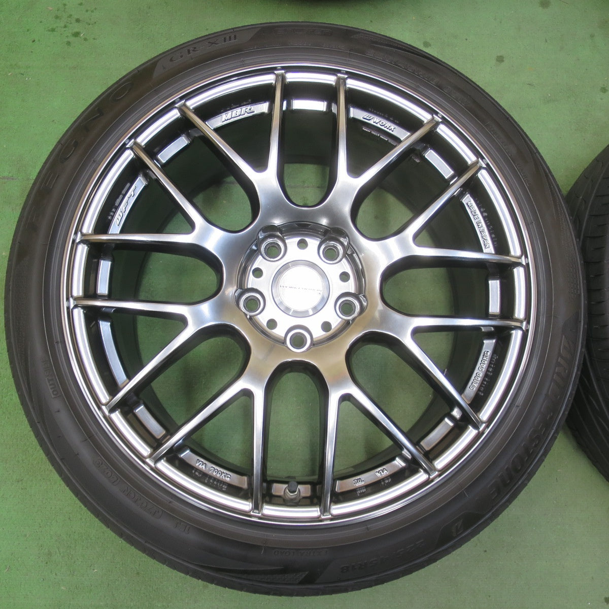センサー付！バリ溝！23年！キレイ！9.5分★WORK EMOTION EMT-M8R 225/45R18 ブリヂストン レグノ GR-X3 ワーク エモーション 18インチ PCD114.3/5H★6011301イノ