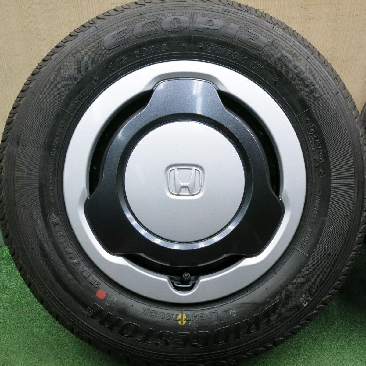 *送料無料* 新車外し！23年★ホンダ N-VAN 純正 スチール 145/80R12 ブリヂストン エコピア R680 12インチ Nバン PCD100/4H★4043006HAノ