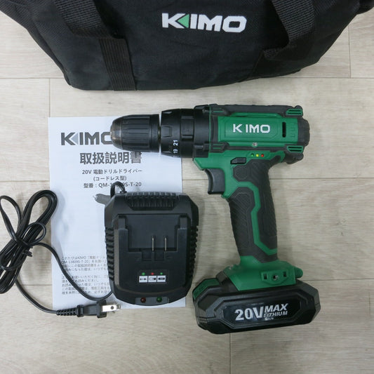 [送料無料] キレイ◆KIMO 充電式 ドリル ドライバー 20V QM-13809S-T-20 充電器 バッテリー ソフトケース 付き 電動 工具◆
