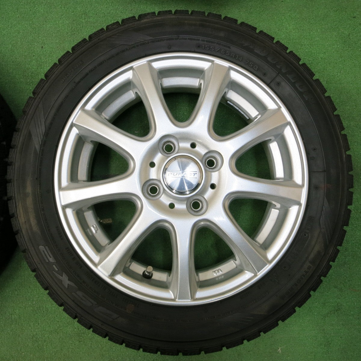 *送料無料* 超バリ溝！キレイ！ほぼ10分★スタッドレス 155/65R14 ダンロップ DSX-2 DUFACT デュファクト 14インチ PCD100/4H★4052110イス