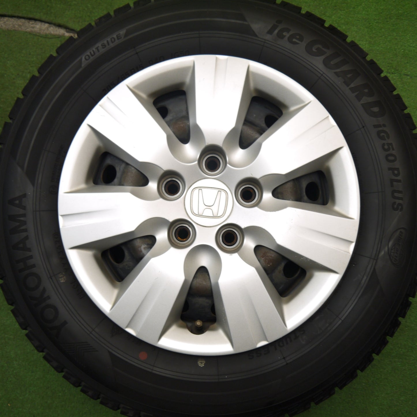 バリ溝！9.5分★ホンダ ステップワゴン 純正 スチール 205/65R15 スタッドレス ヨコハマ アイスガード iG50 プラス 15インチ PCD114.3/5H★5050912Hス