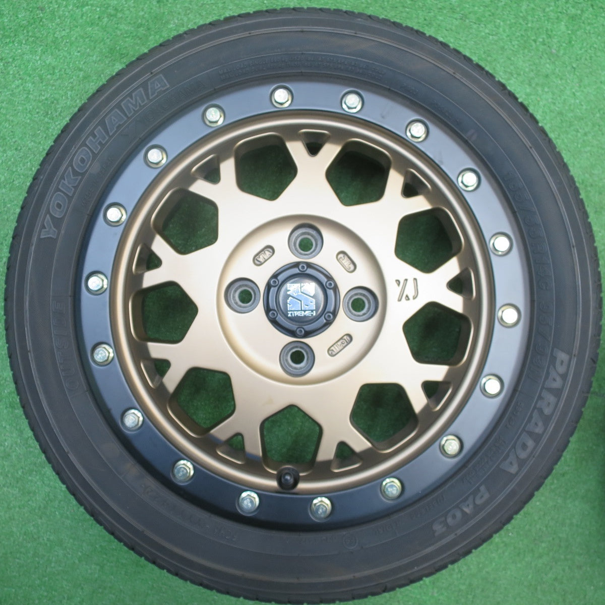 バリ溝！22年！キレイ！8.5分★XTREME-J MLJ XJ04 165/55R14 ヨコハマ PARADA PA03 エクストリームJ ブロンズ 14インチ 軽サイズ PCD100/4H★5111308NJノ