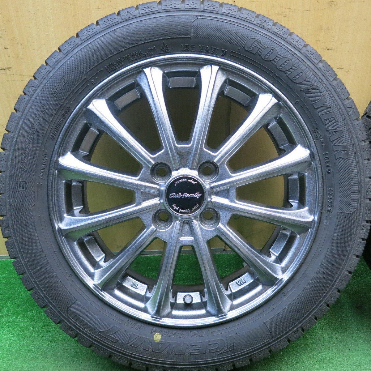 バリ溝！22年！キレイ！ほぼ10分★スタッドレス 165/65R15 グッドイヤー アイスナビ7 Club Family 15インチ タフト ハスラー 等 軽サイズ PCD100/4H★5052403HAス