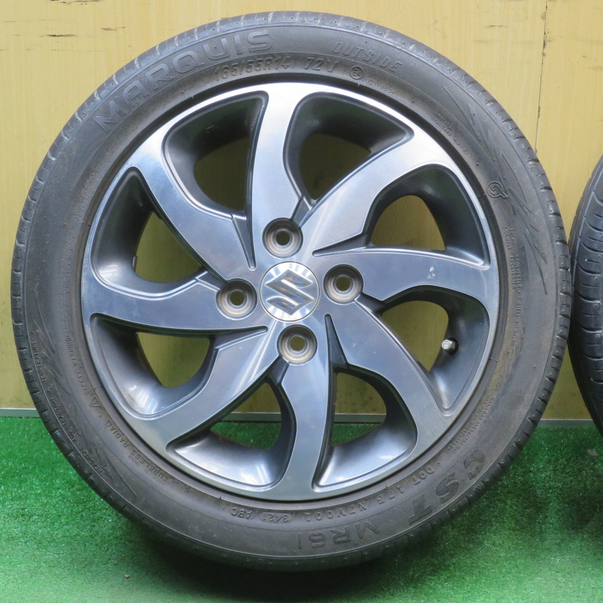バリ溝！22年！9.5分★スズキ パレット 純正 165/55R14 マーキス CST MR61 14インチ PCD100/4H★6032702NJノ