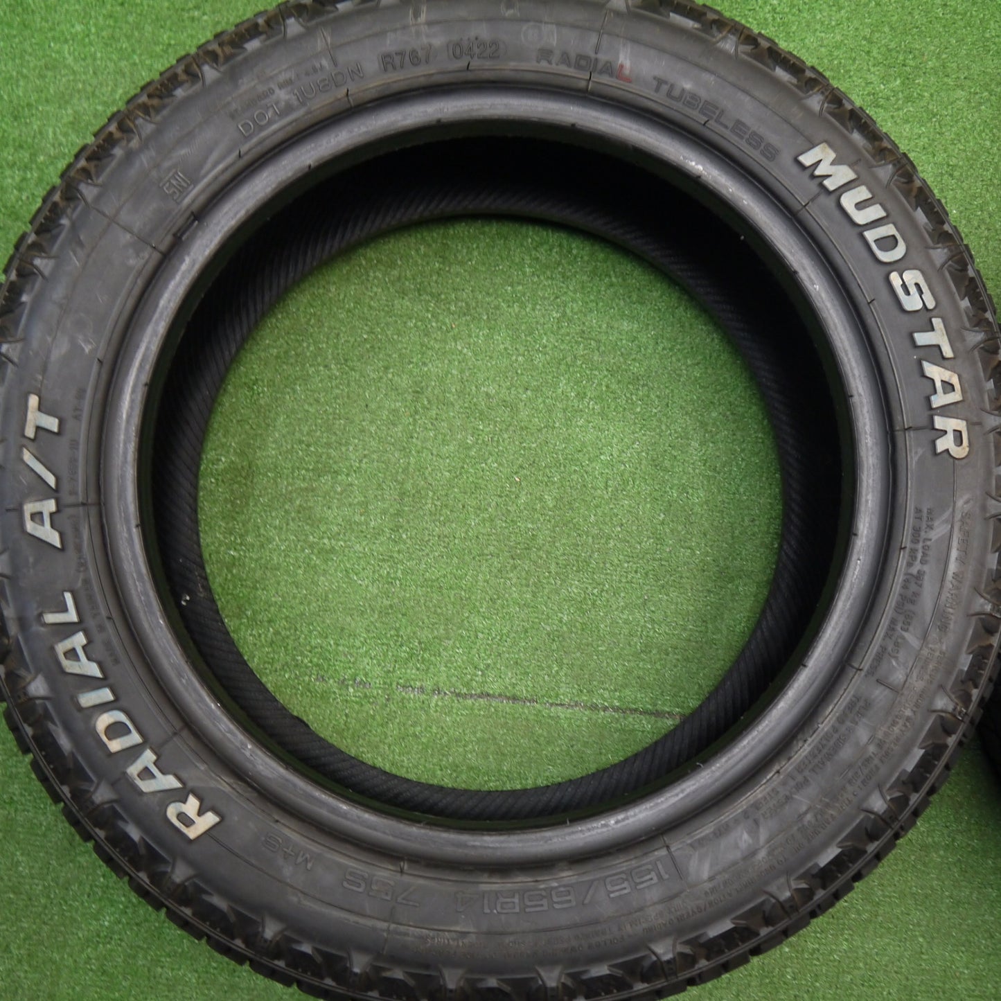 バリ溝！22年！9.5分★155/65R14 マッドスター ラジアル A/T ホワイトレター MUDSTAR RADIAL タイヤ 14インチ アトレー ハイゼット タント 等★5120203Hノタ