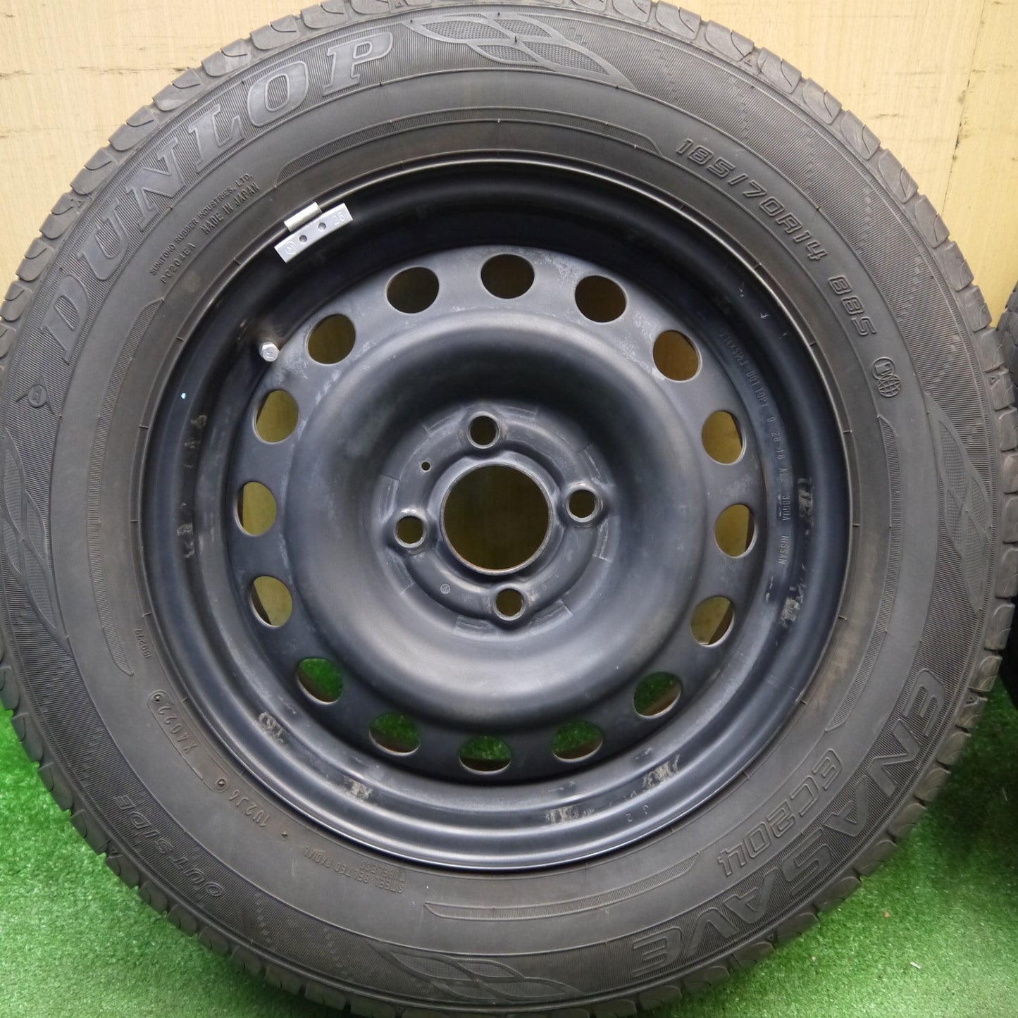 バリ溝！22年！9.5分★185/70R14 ダンロップ エナセーブ EC204 スチール ホイール 14インチ PCD100/4H★6032301Hノ