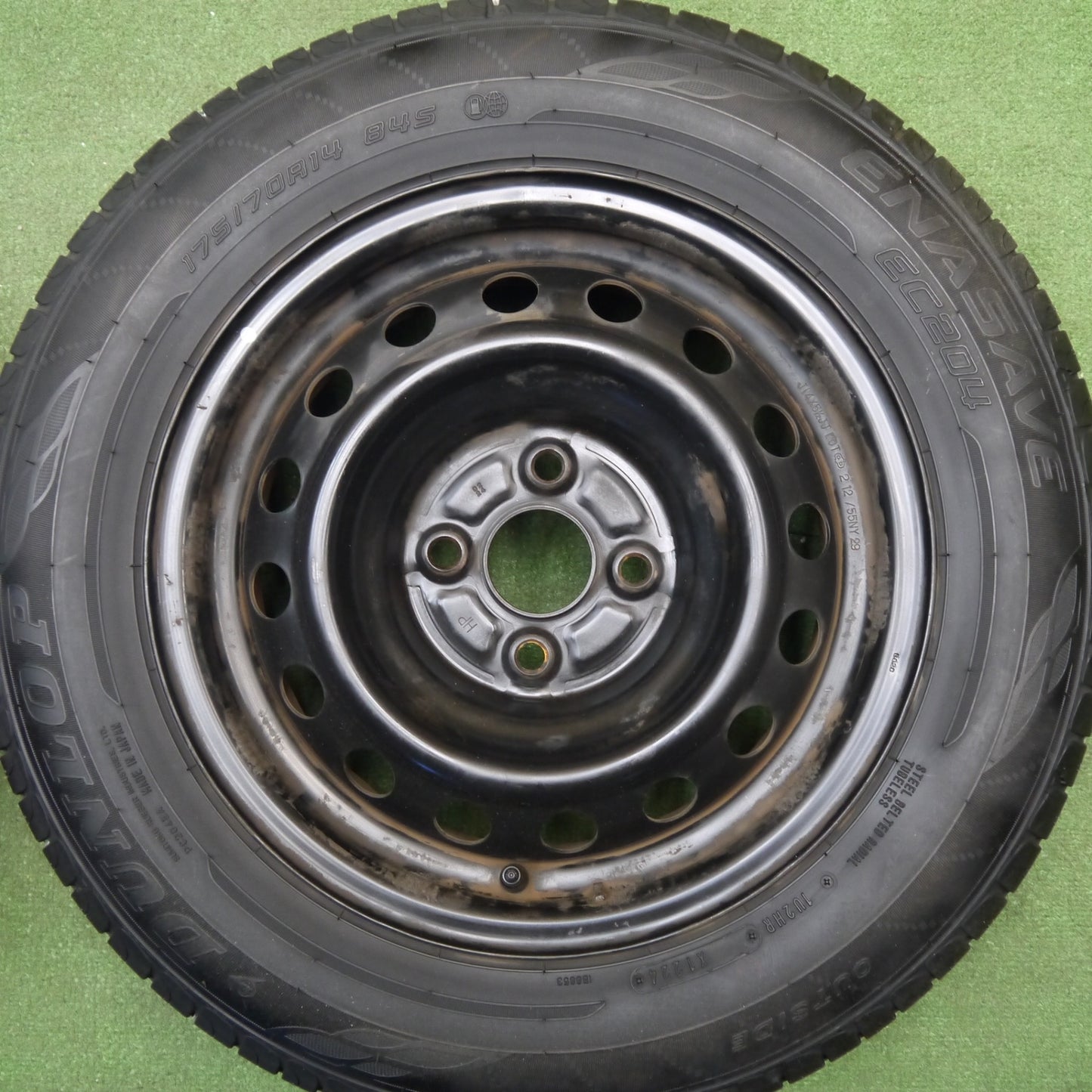 バリ溝！24年！9.5分以上★175/70R14 ダンロップ エナセーブ EC204 スチール ホイール 14インチ PCD100/4H★6021701Hノ