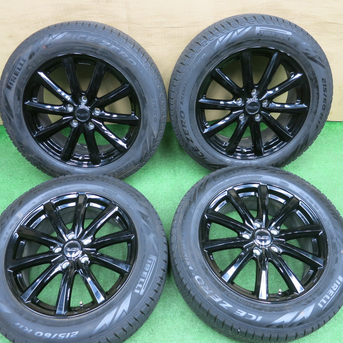 バリ溝！23年！キレイ！9.5分★スタッドレス 215/60R17 ピレリ アイスゼロ アシンメトリコ DILETTO ディレット 17インチ PCD114.3/5H★6020805NKス