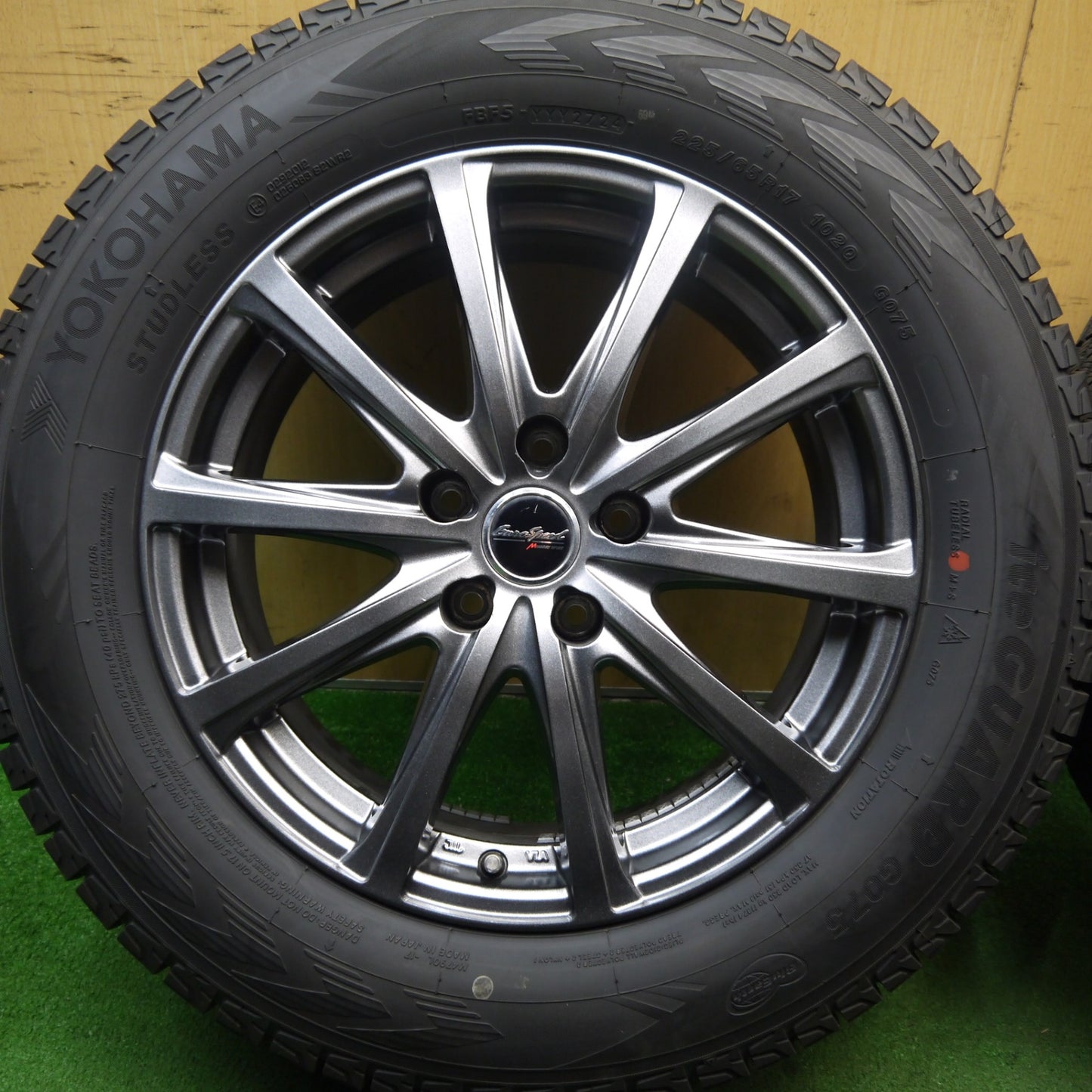 バリ溝！24年！キレイ！9.5分★スタッドレス 225/65R17 ヨコハマ アイスガード G075 EuroSpeed MANARAY SPORT ユーロスピード 17インチ PCD114.3/5H★5061001Hス