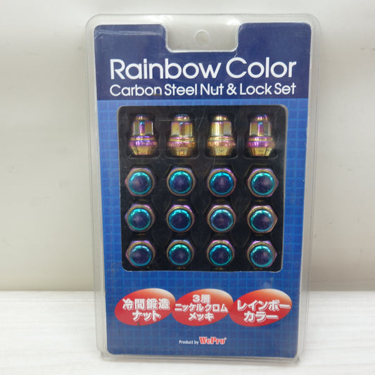 [送料無料] ☆WePro レインボー カラー 3層 ニッケル クロム メッキ 冷間鍛造 スチール ナット ロック セット M12×1.50 21HEX☆