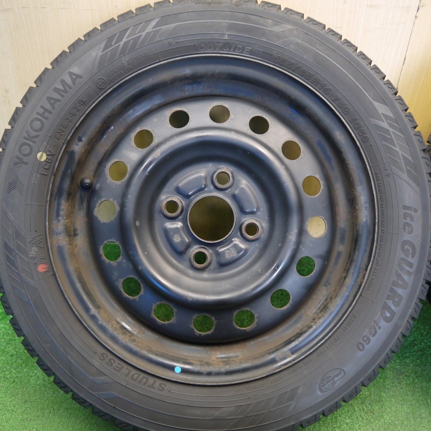 バリ溝！24年！9.5分以上★スタッドレス 155/65R14 ヨコハマ アイスガード iG60 スチール ホイール 14インチ PCD100/4H★6041406Hス