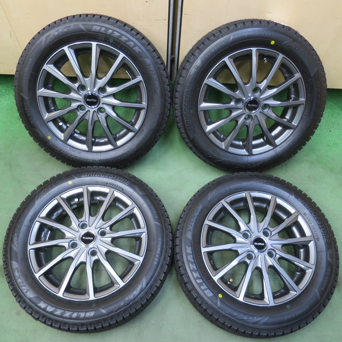未使用！25年◎スタッドレス 155/65R14 ブリヂストン ブリザック VRX3 BALMINUM AR12 バルミナ 14インチ PCD100/4H◎6061207イス