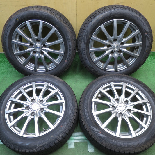 バリ溝！23年！キレイ！9.5分以上◎スタッドレス 205/55R16 ピレリ アイスゼロ アシンメトリコ ZACK JP-112 MONZA ザック モンツァ 16インチ PCD114.3/5H◎6092202NJス