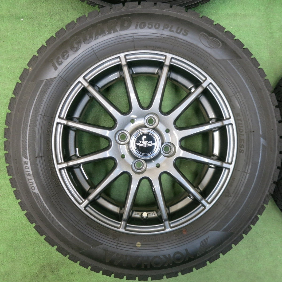 バリ溝！キレイ！9.5分★スタッドレス 185/70R14 ヨコハマ アイスガード iG50 プラス TEAD テッド 14インチ PCD100/4H★4121812SYス