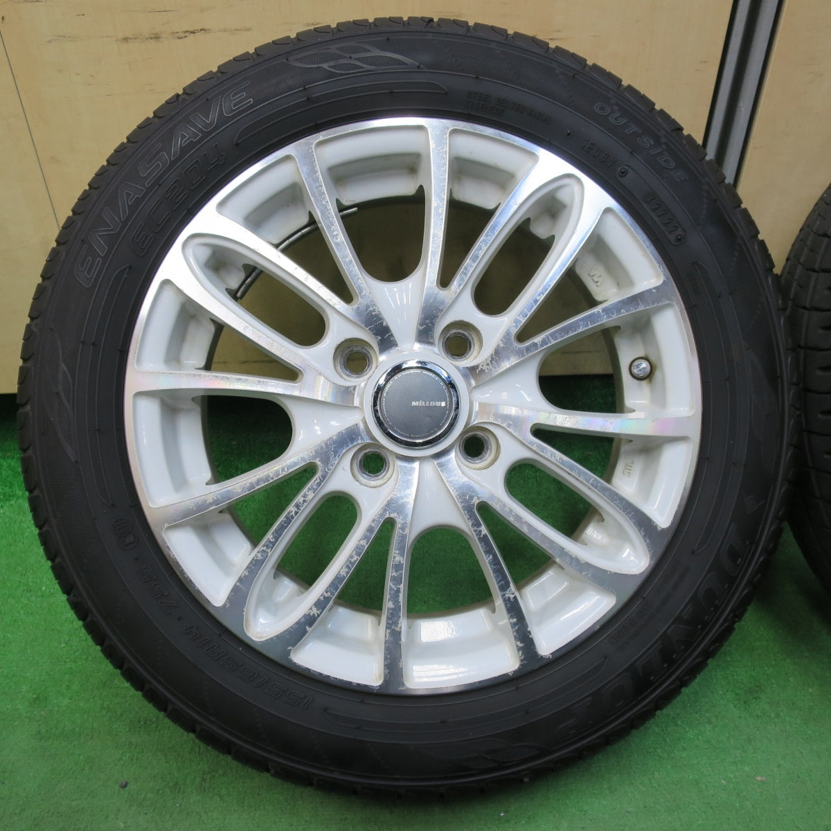 [送料無料] バリ溝！22年！9分★155/65R14 ダンロップ エナセーブ EC204 Advanti grace MiLLOUS 14インチ PCD100/4H★4110305イノ