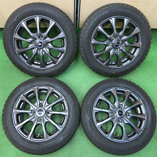 *送料無料* バリ溝！20年！キレイ！9.5分★スタッドレス 155/65R14 ダンロップ ウインターマックス WM02 AIRNOVA 14インチ PCD100/4H★4052710イス